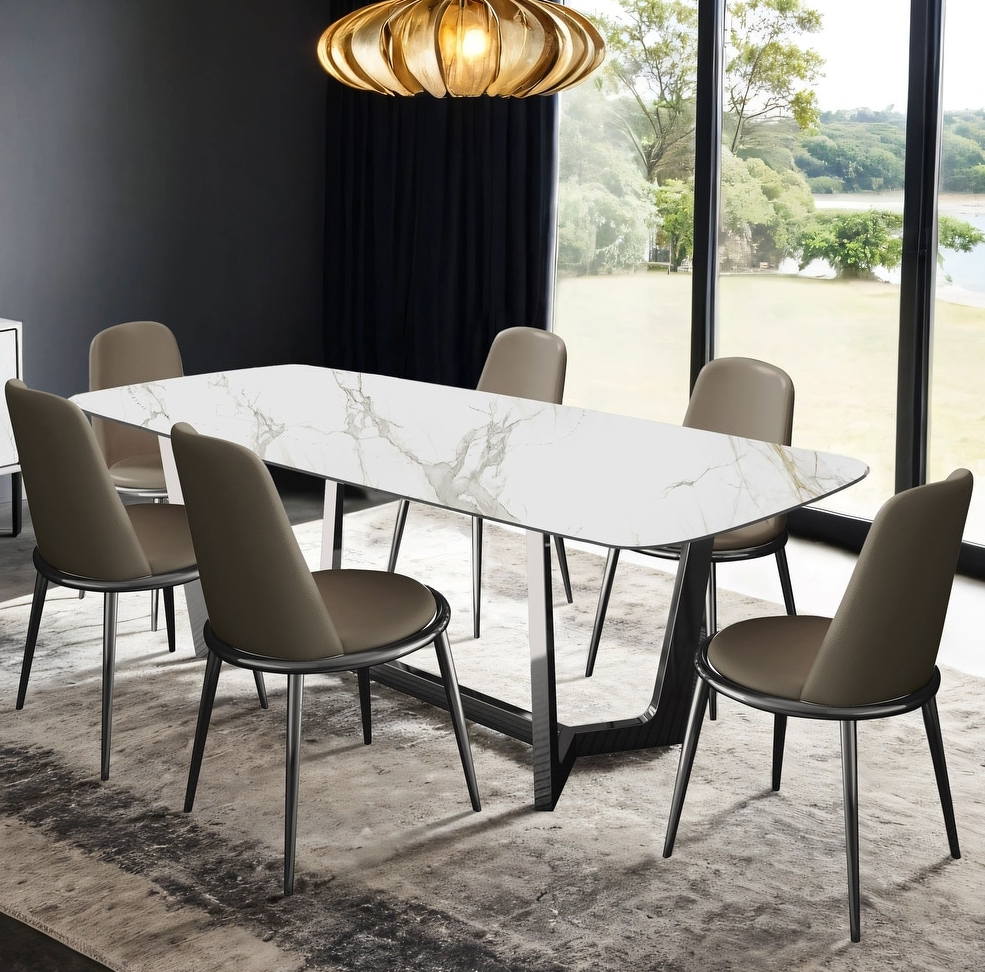 Norelli Contemporary 7-Piece Ceramic Top Dining Set