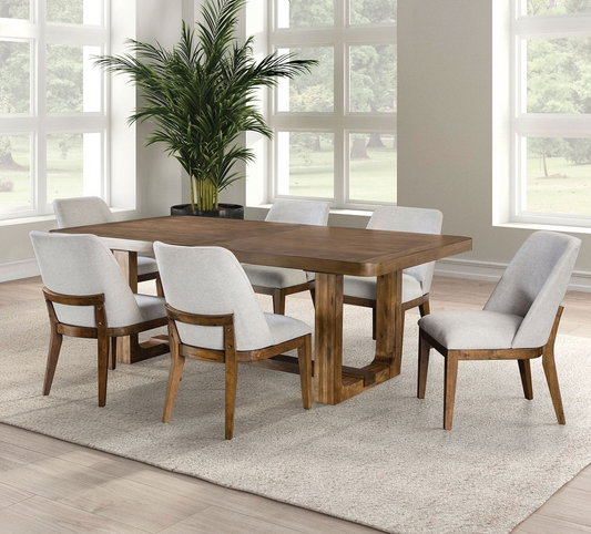 Mandal Transitional 7PC Dining Set in Chestnut