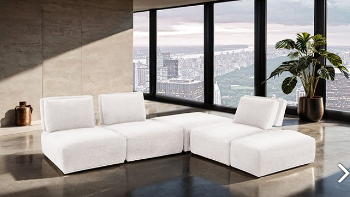 Stavanger Modern Modular Curved Sofa in Plush Boucle 5 Colors