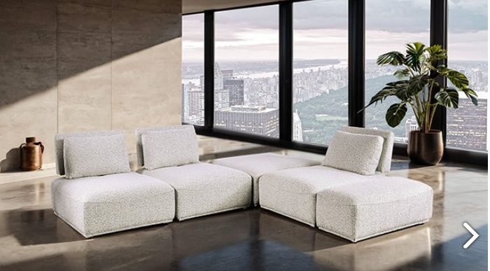 Stavanger Modern Modular Curved Sofa in Plush Boucle 5 Colors