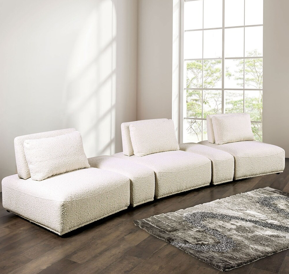 Stavanger Modern 5-Piece Modular Curved Sofa in Soft Boucle