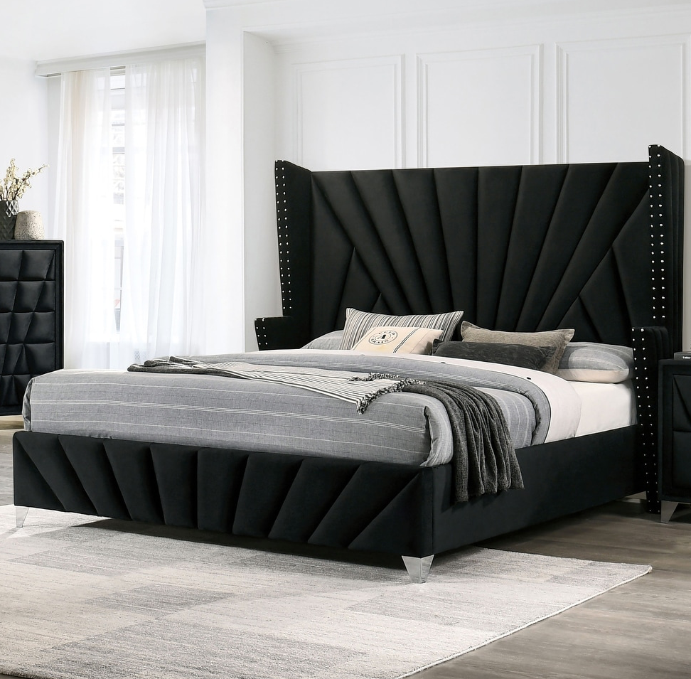 Carissa Art Deco Style King Wingback Bed