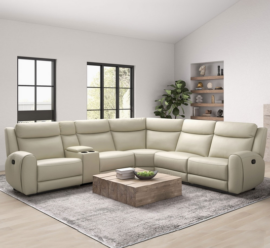 Hestia Top Grain Leather Zero Gravity Power Sectional - Beige