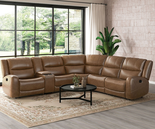 Leolinus Transitional Top Grain Leather Reclining Sectional