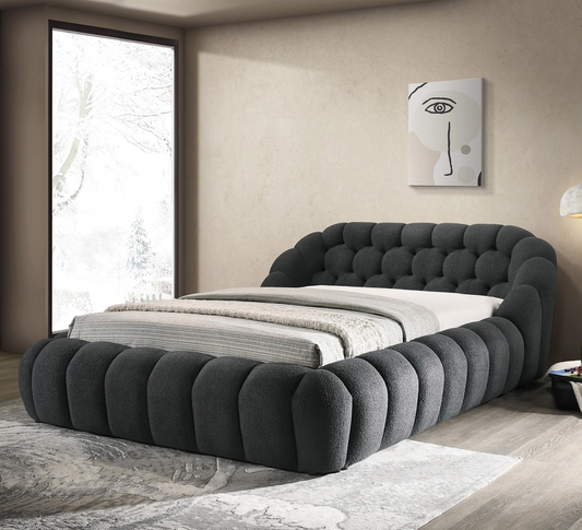 Newquay Ultra Contemporary Tufted Chenille King Platform Bed