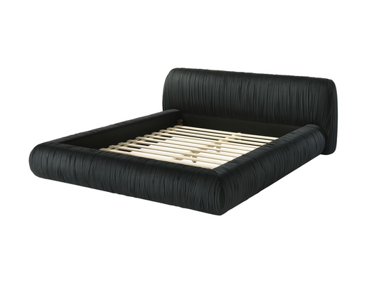 Palmdale Contemporary Pleated Platform Bed, Black