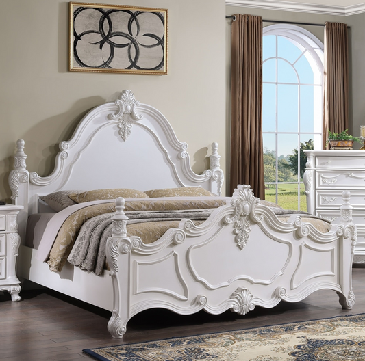 Roselli Traditional Solid Wood Bed with Carved Details