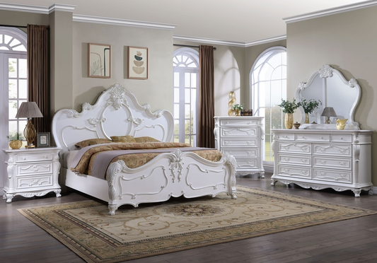 Roselli Traditional Solid Wood Bedroom Set with Carved Details