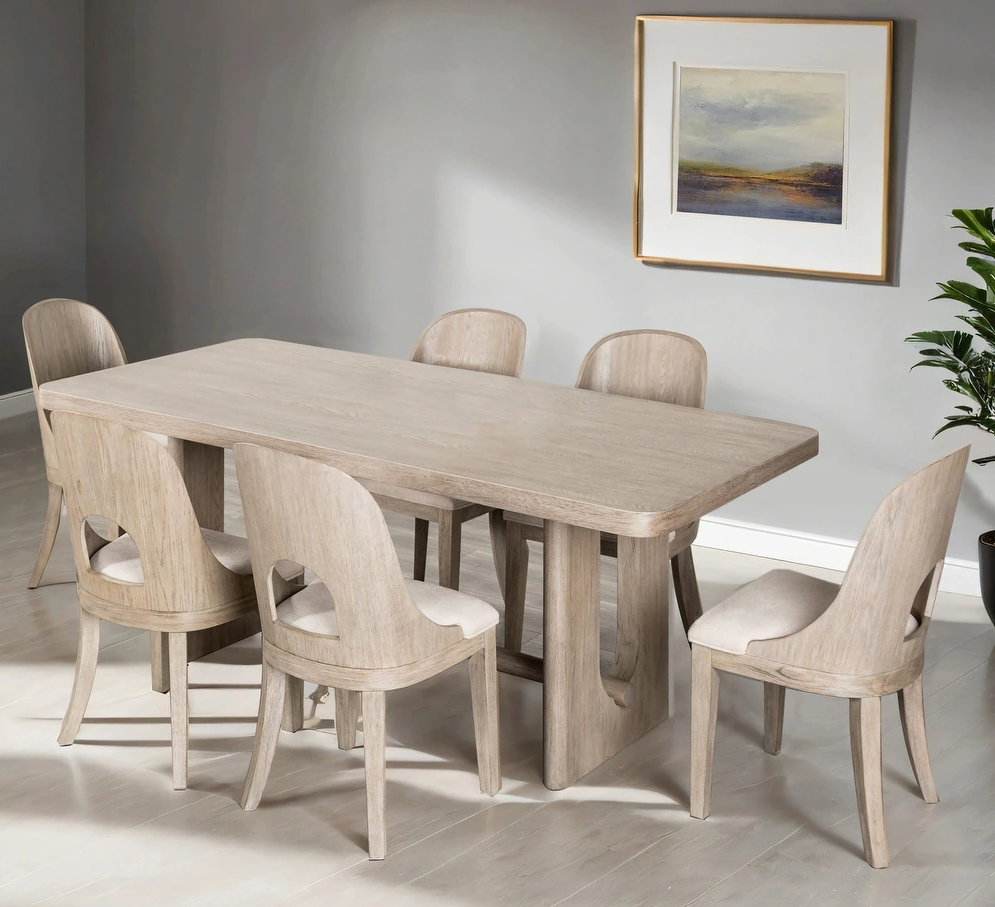 Sterling West Modern 7PC Dining Set, White Oak