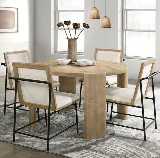 Edenbridge Round 5 Piece Contemporary Dining Set, Oak