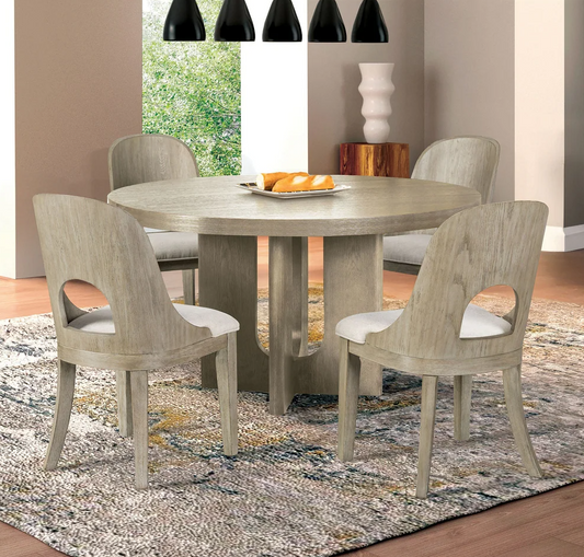 Sterling West Modern 5PC Dining Set, White Oak or Gray