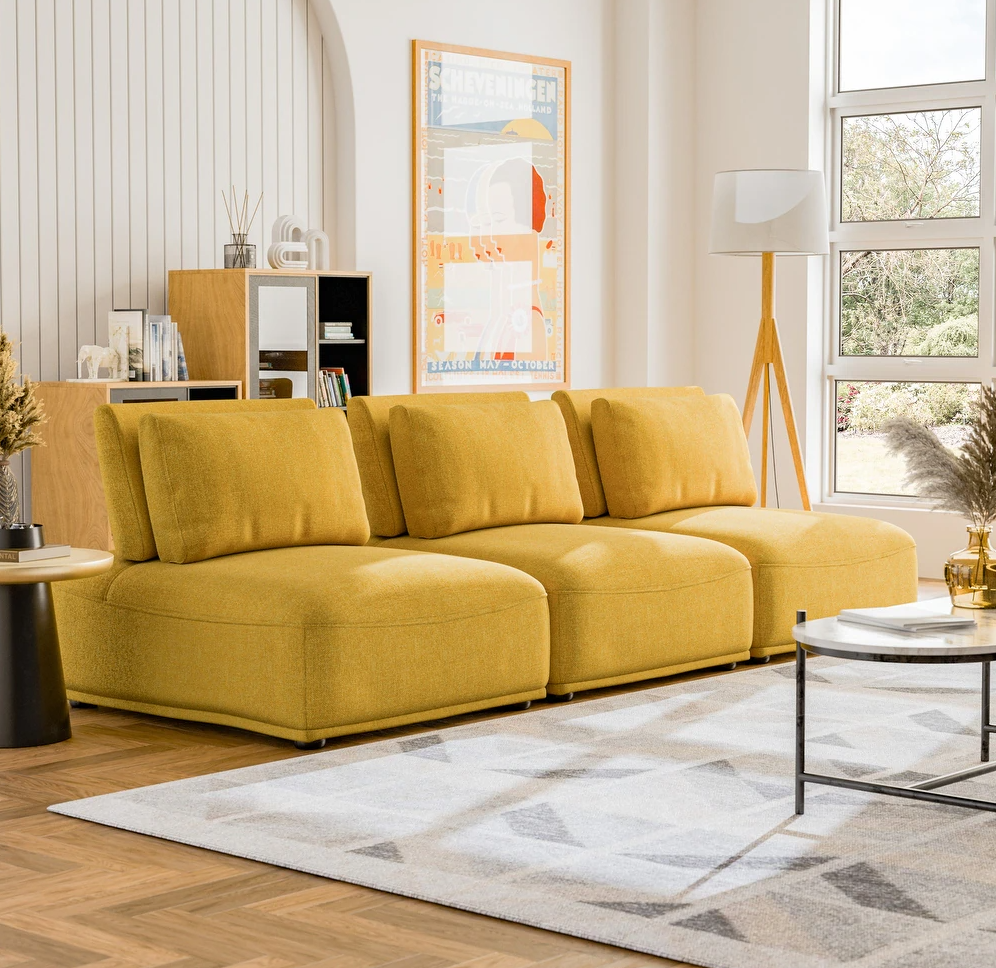 Stavanger Modern 3-Piece Convertible Armless Sofa