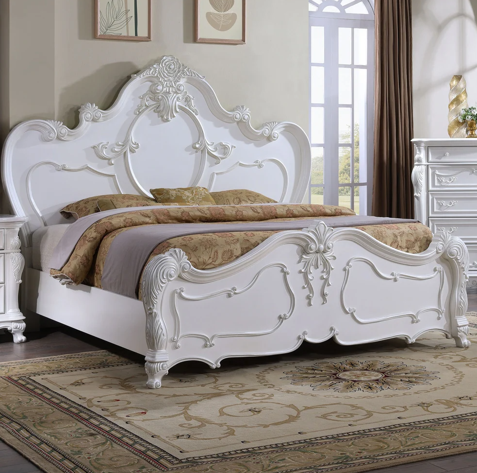 Roselli Traditional Solid Wood Bedroom Set with Carved Details