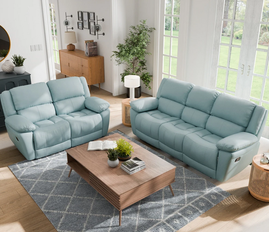 Glarus Transitional Leather Reclining Living Room Set - 3 Colors