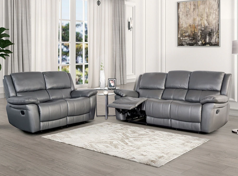 Glarus Transitional Leather Reclining Living Room Set - 3 Colors