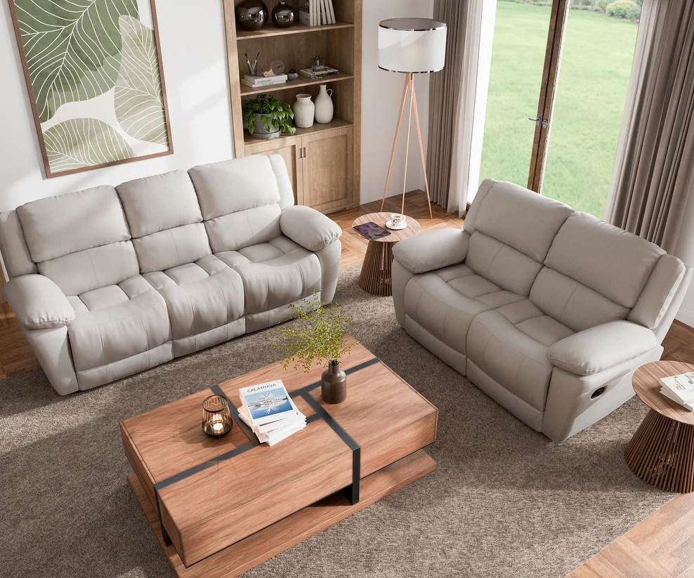 Glarus Transitional Leather Reclining Living Room Set - 3 Colors