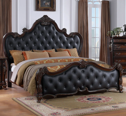 Ventresca Traditional Queen Bedroom Set in Dark Cherry