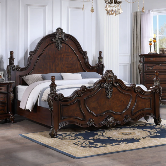 Francione Traditional Queen Bedroom Set in Dark Cherry