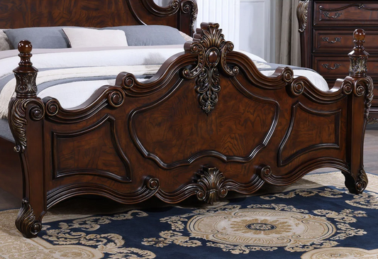 Francione Traditional Queen Poster Bed - Dark Cherry