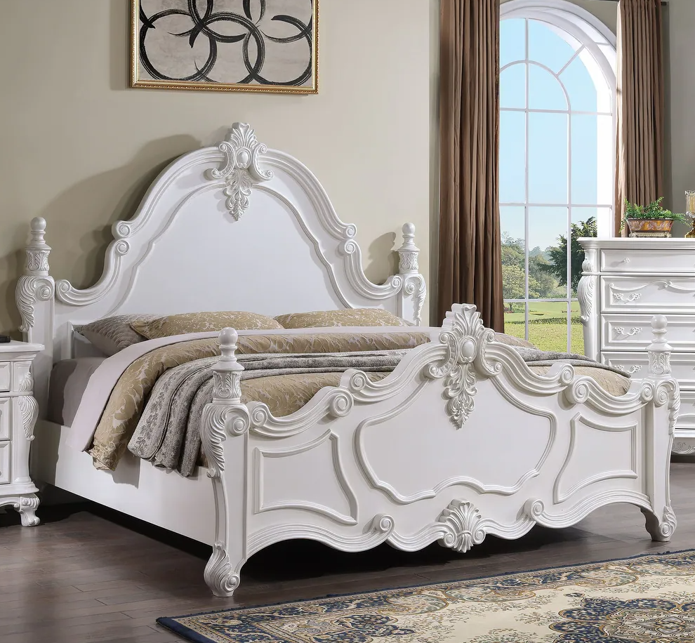 Francione Traditional King Poster Bed - White