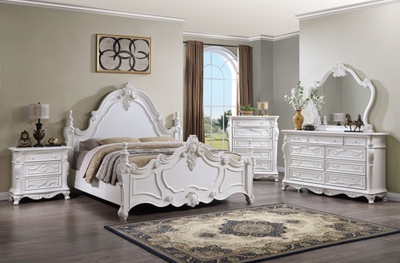 Francione Traditional King Poster Bed - White