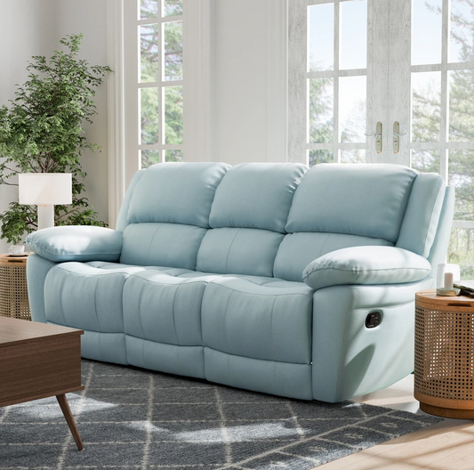 Glarus Transitional Leather Reclining Pillow Arm Sofa - 3 Colors