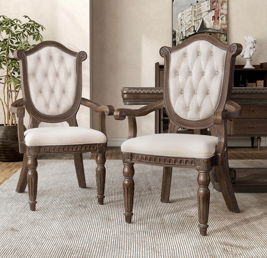 Seven Oaks Weathered Oak Arm Chairs Set of 2