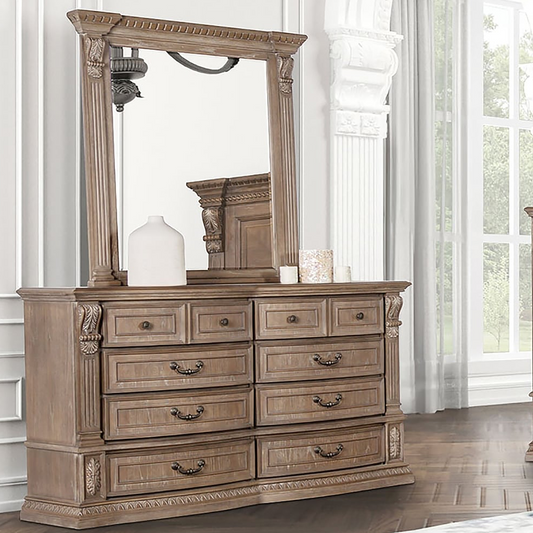 Seven Oaks Traditional 8-Drawer Dresser, Weathered Oak