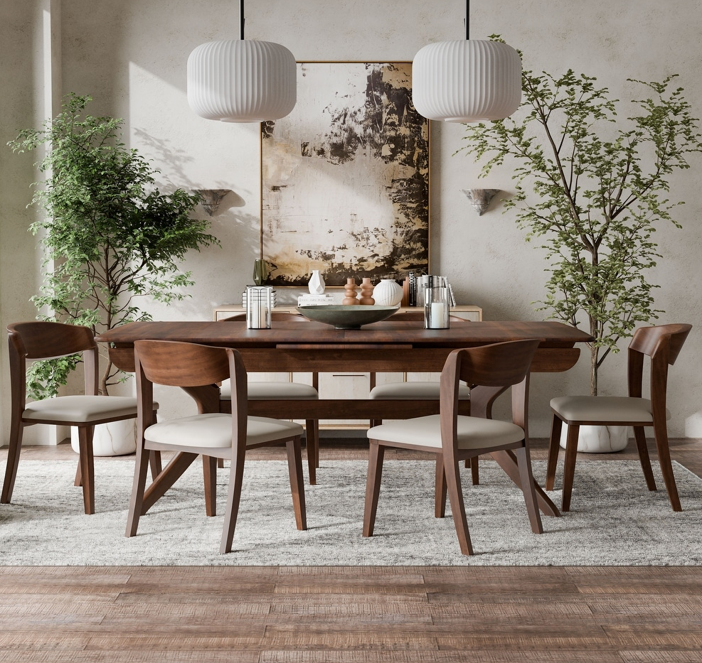 Hadsten 7-Piece Rich Walnut Hand Finished Dining Set