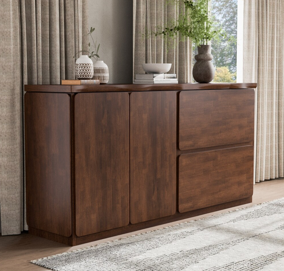 Madeira Collection Solid Wood Dining Sideboard, Rich Walnut