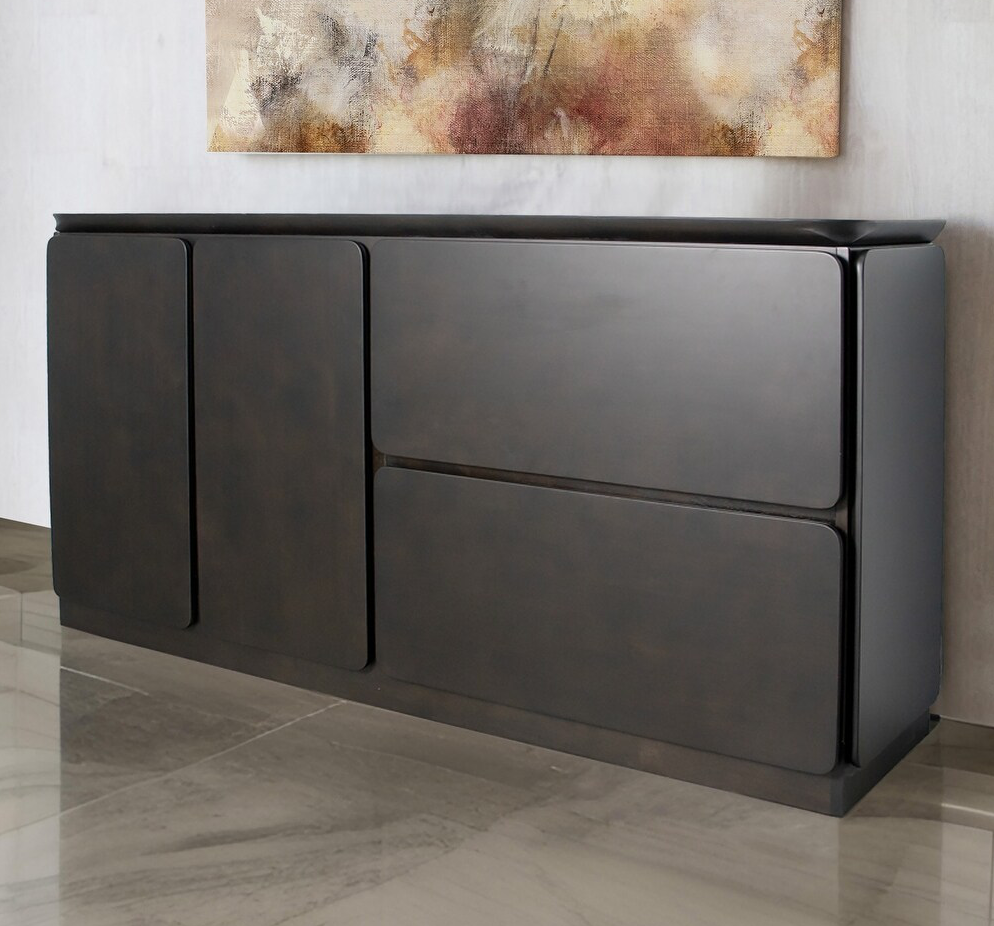 Madeira Collection 2-Door Solid Wood Dining Sideboard, Black