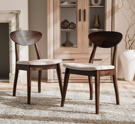 Hammel Mid-Century Modern Solid Wood Side Chairs Set of 2 Rich Walnut