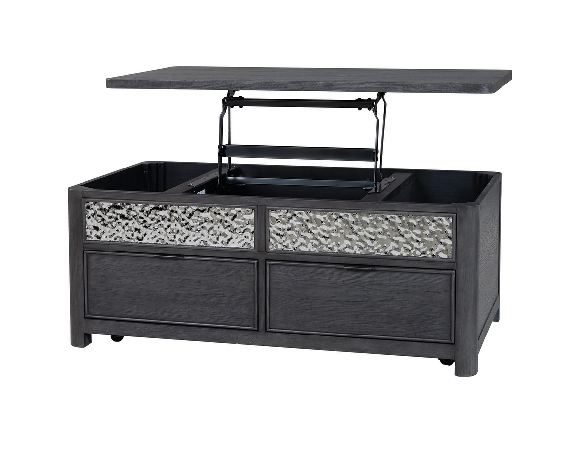 Sterling West Lift-top Coffee Table in Ash Gray with Casters