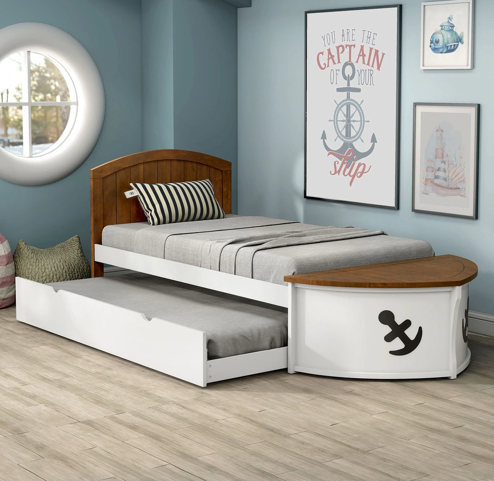 Poseidon Twin Size Nautical Captains Bed