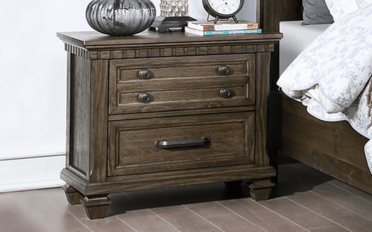 Poundex American Traditional Style 2 Drawer Nightstand - Brown F5461