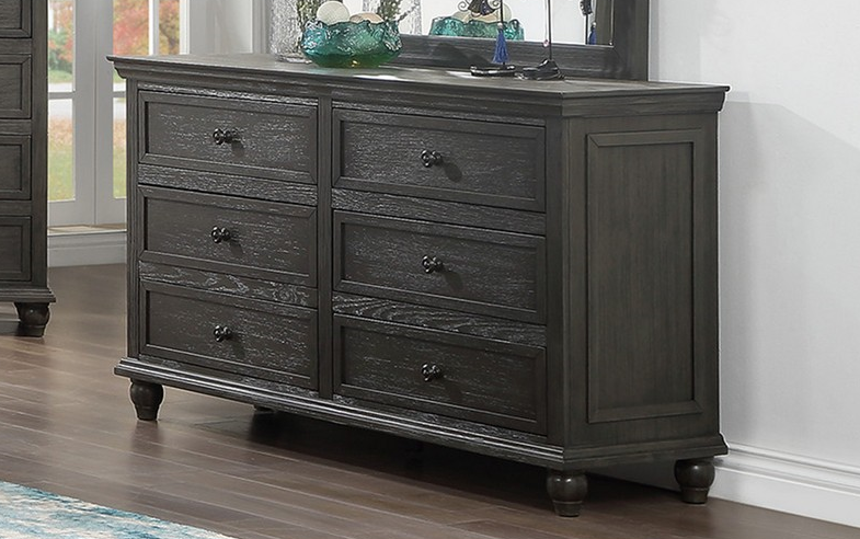 Poundex Contemporary Elegant Look 6 Drawer Dresser in Charcoal - F5468