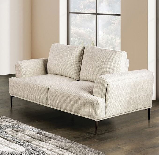 Gladbach Contemporary Flared Arm Sofa - Beige Chenille