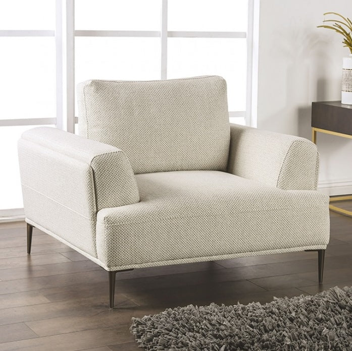 Gladbach Contemporary Flared Arm Sofa - Beige Chenille