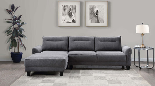 Caspian Upholstered Curved Arms Sectional Sofa Gray and Black