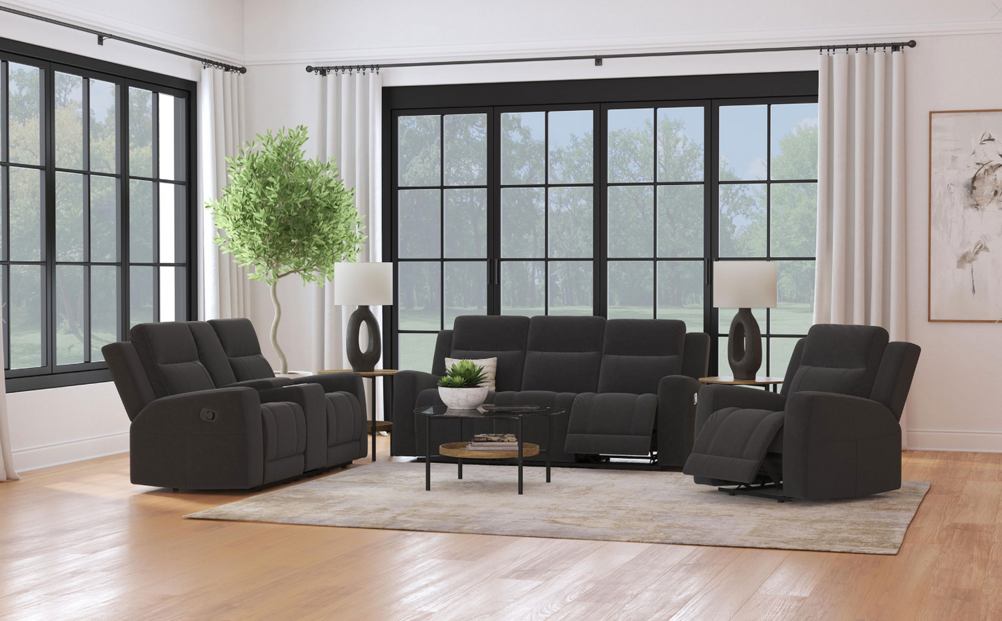 Brentwood Motion Reclining Living Room Set - Dark Charcoal