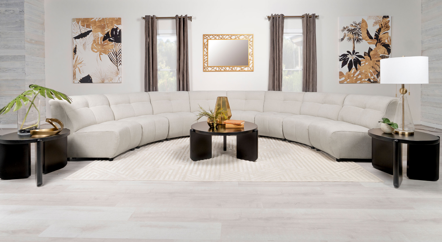 Charlotte 8-Piece Upholstered Curved Modular Sectional Sofa Ivory