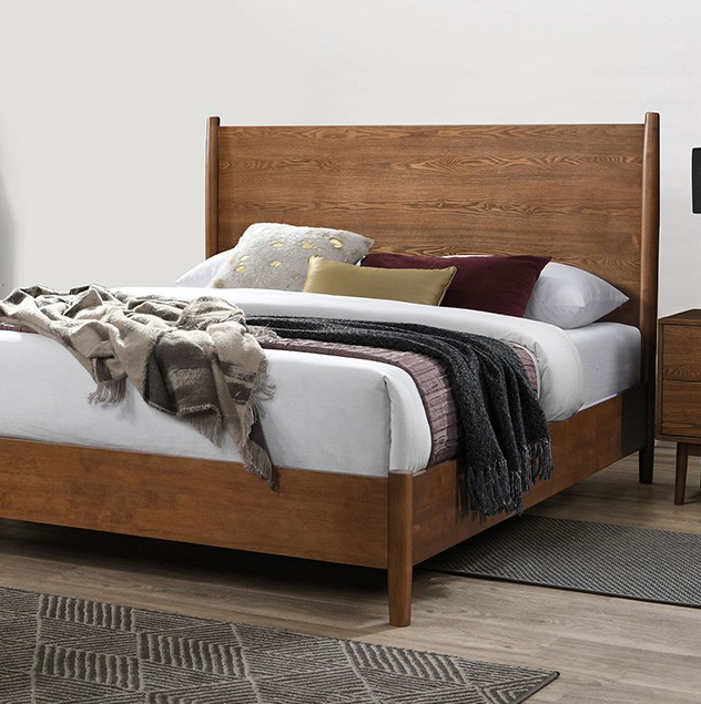 Tromso Mid-Century Modern Solid Wood Platform Bedroom Set, Walnut