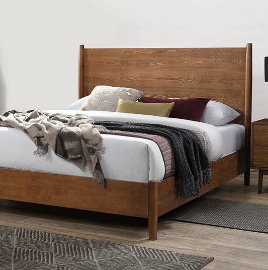 Tromso Mid-Century Modern Solid Wood Platform Bed, Walnut