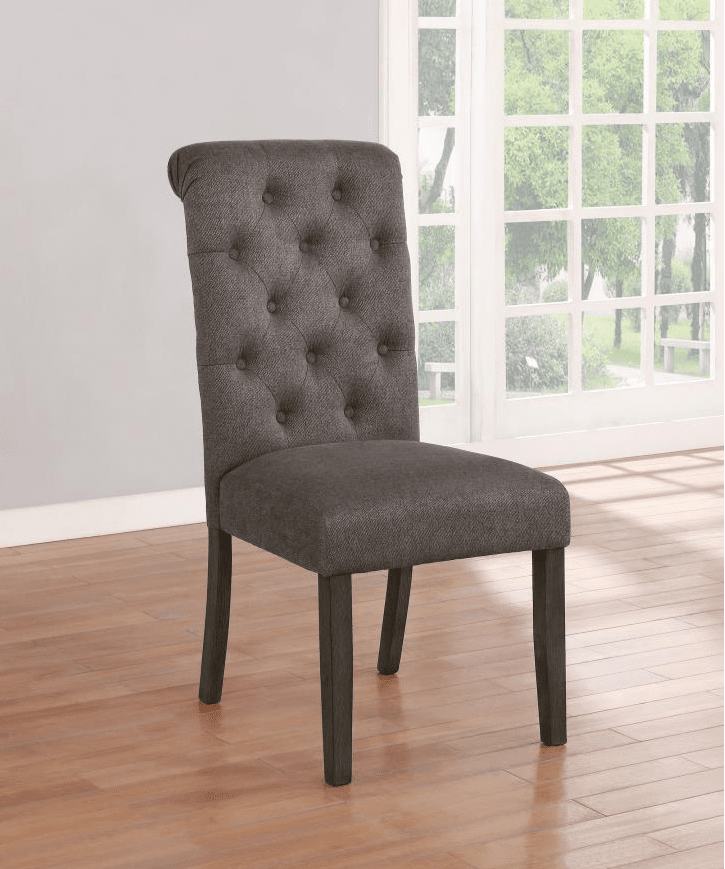 Calandra Tufted Back Side Chairs Rustic Brown And Beige Set Of 2