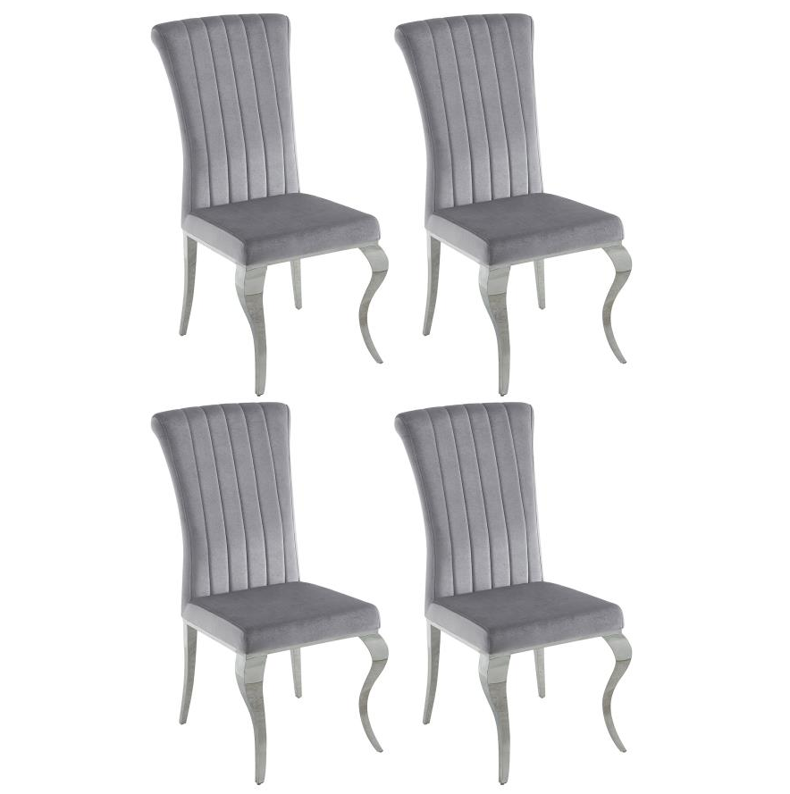 Carone Upholstered Side Chairs Black And Chrome Set Of 4