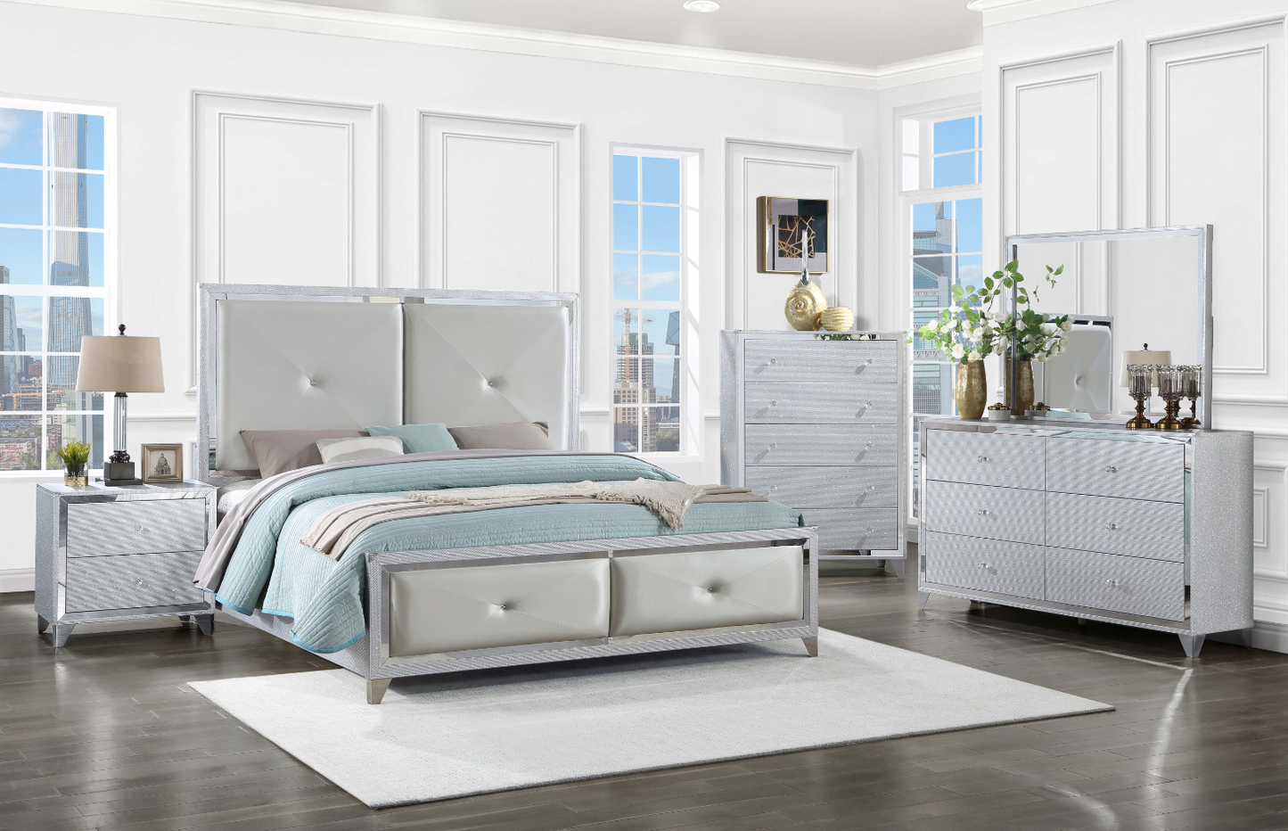 LaRue Upholstered Tufted Panel Bedroom Set