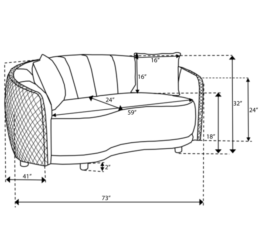 Brookside Velvet Upholstered Curved Sofa Dark Grey