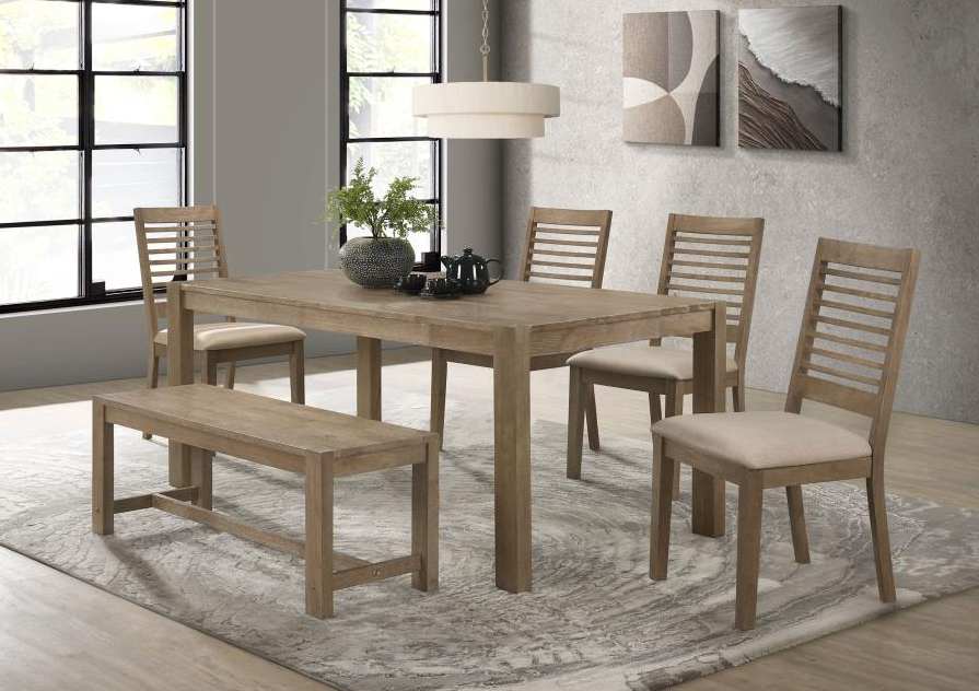 Scottsdale 71-inch 6-Piece Solid Wood Dining Set, Brown Washed