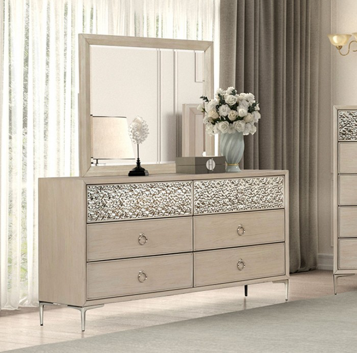 Bashford Modern 6-Drawer Dresser with Dented Steel Door