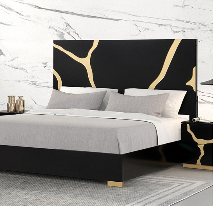 Goldsberg II Contemporary Queen Bedroom Collection, Black & Gold